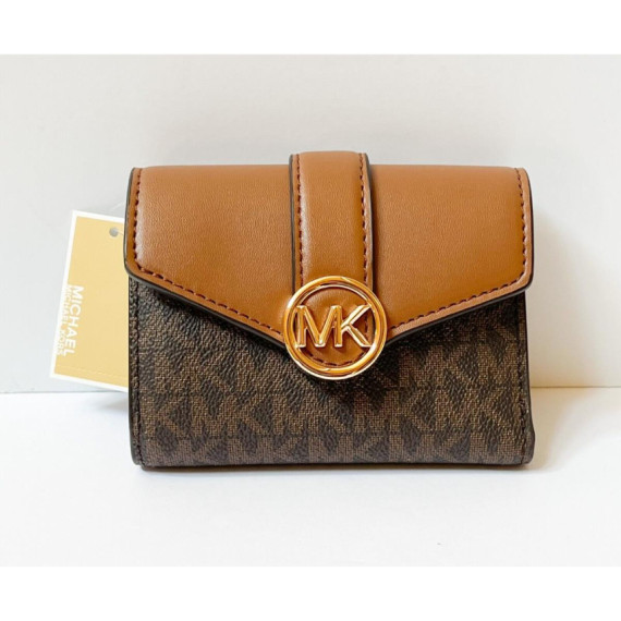 MICHAEL KORS Carmen Medium Logo and Leather Tri-Fold Envelope Wallet #2410