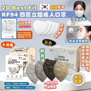 韓國 2D Best Fit KF94 四層立體成人口罩 一套2盒 #2405